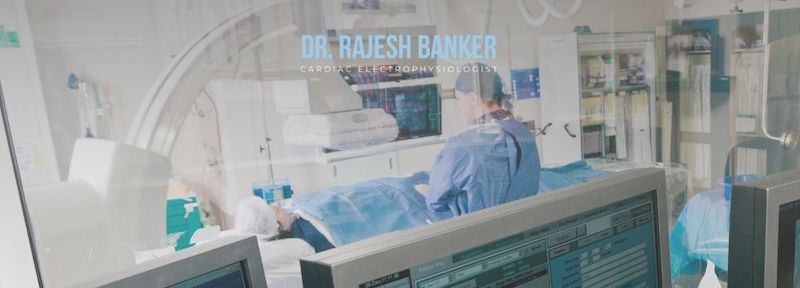Patient in Cath Lab for a Cardiac Catheter Ablation lays comfortably during the procedure to restore a regular heart rhythm with Dr. Rajesh Banker.